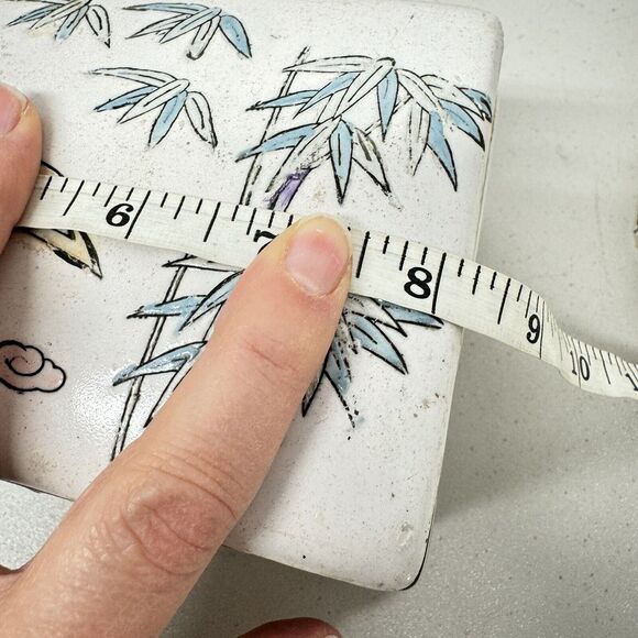 Vintage Chinese Ceramic Trinket Box 8.75" With Lid Crane Bird Floral Home Decor - Picture 11 of 13